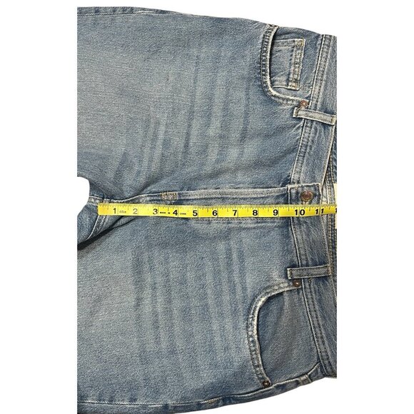 Free People Women Jeans 29 High Rise Wide Leg Blue Distressed Chewed Hem - Picture 10 of 15